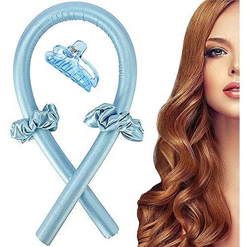 Magnesis Warmteloze krultang hoofdband, warmteloze haarkrulset, geen warmtegolf haarkrulspelden styling gereedschap voor lang medium haar, haarkrulspelden maken het haar zacht en glanzend (blauw)