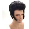 GJBXP Mens Rock zangers Elvis Aron Presley cosplay pruik Elvis Presley zwart kort haar partij kostuum pruik + pruik Cap One Size Elvis Aron Presley