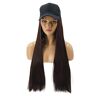 Chtom Baseball Cap Pruik met haar synthetische hoeden met haar bevestigd zwarte hoed met haar bevestigd lang recht haar synthetisch haar pruik haar voor vrouwen dagelijkse partij gebruik, 006