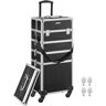 SONGMICS Trolley Cosmetische Hoes, Aluminium make-uphoes, schoonheidskoffer, zwart JHZ06B