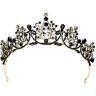 Lurrose Luxe barokke kroon zwart kristal kroon Halloween Tiara en kroon strass koningin kroon (zwart)