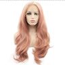 GGOII BGHJUE Wigs Lace Front Pink Wigs For Women Synthetic Rose Wig Long Wavy 24inchRosePinkColor