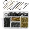 N\A 300 Stks Bobby Pins & Haarbanden Set Inclusief 100 Stks Haarbanden & 200 U Vorm Haarspelden Haarclips met Opbergdoos Bobby Pins voor Fijn Haar Blonde Bobby Pins Haar Bobby Pins Bobby Pin