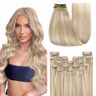 YoungSee Human Hair Extensions Clip in Blonde 18 Inch Clip in Human Hair Extensions Blonde Clip in Hair Extensions Highlights #P18/613 Ash Blonde with Bleach Blonde 7pcs 120g Clip in Hair Blonde