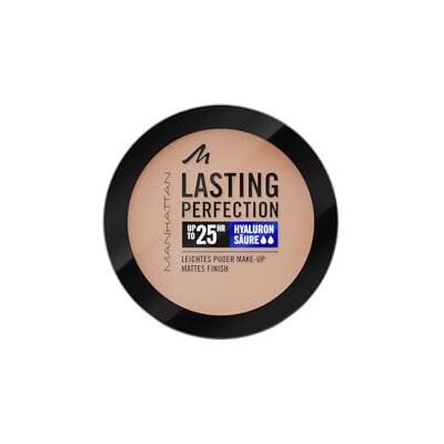 Manhattan Lasting Perfection Compact Make-up, Poedermake-up met hoge dekking voor een natuurlijke, matte afwerking, Fb. 005 ivoor, 7 g Manhattan Lasting Perfection Compact Make-up, Poedermake-up met hoge dekking voor een natuurlijke, matte afwerking, Fb. 005 ivoor, 7 g