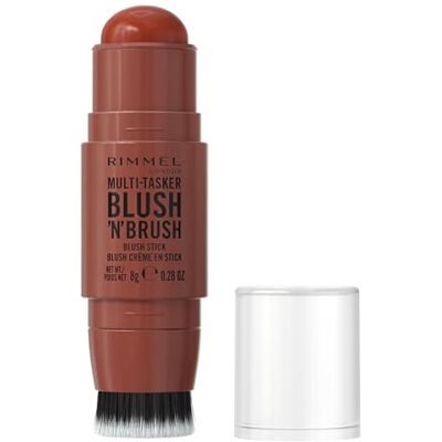Rimmel London Multi-Tasker Blush'N'Brush Stick, Roasted Peach, opbouwbare kleur, waterbestendig, ingebouwd kwastje, makkelijk aan te brengen, glijdende textuur, 8 g Rimmel London Multi-Tasker Blush'N'Brush Stick, Roasted Peach, opbouwbare kleur, waterbestendig, ingebouwd kwastje, makkelijk aan te brengen, glijdende textuur, 8 g