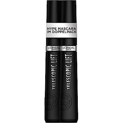 L'Oreal Paris L'Oréal Paris Mascara in dubbelverpakking, langdurige lifting tot 36 uur, zichtbaar meer wimperlengte, telescopische lift, zwart, 2 stuks L'Oreal Paris L'Oréal Paris Mascara in dubbelverpakking, langdurige lifting tot 36 uur, zichtbaar meer wimperlengte, telescopische lift, zwart, 2 stuks