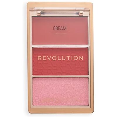 Revolution Beauty London Revolution, Blush Icon Palette, Crème- en geperste poederblush, Zeer gepigmenteerd, Gezichts palet, 3 kleuren, Rebellious Red, 10g Revolution Beauty London Revolution, Blush Icon Palette, Crème- en geperste poederblush, Zeer gepigmenteerd, Gezichts palet, 3 kleuren, Rebellious Red, 10g