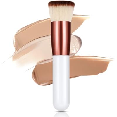 GlasFlength Vloeibare foundationkwast, contouring, grote professionele make-upkwast, kabuki, perfect voor het mengen van vloeibare crème, poeder of cosmetica, voor vrouwen (wit) GlasFlength Vloeibare foundationkwast, contouring, grote professionele make-upkwast, kabuki, perfect voor het mengen van vloeibare crème, poeder of cosmetica, voor vrouwen (wit)