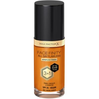 Max Factor Facefinity All Day Flawless Foundation -, SPF20 W91 Warm Amber, 30ml Max Factor Facefinity All Day Flawless Foundation -, SPF20 W91 Warm Amber, 30ml
