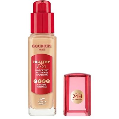 Bourjois Healthy Mix Anti-Fatigue Foundation, Voor Een Frisse, Gezond Ogende Huid, Met Mineralen En Vitamine C, E, B3, B5, Langhoudende, Medium Dekking, 30 Ml, 52W Vanilla Bourjois Healthy Mix Anti-Fatigue Foundation, Voor Een Frisse, Gezond Ogende Huid, Met Mineralen En Vitamine C, E, B3, B5, Langhoudende, Medium Dekking, 30 Ml, 52W Vanilla