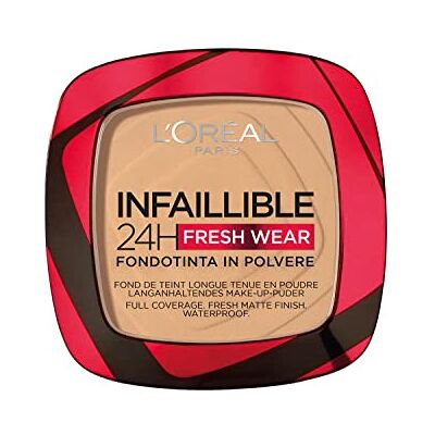 L'Oreal Paris L'Oréal Paris Infaillible 24H Fresh Wear Foundation Powder, waterdicht poeder met hoge dekking, compact poeder met matte finish en blijft 24 uur zitten, 1 x 9 g L'Oreal Paris L'Oréal Paris Infaillible 24H Fresh Wear Foundation Powder, waterdicht poeder met hoge dekking, compact poeder met matte finish en blijft 24 uur zitten, 1 x 9 g