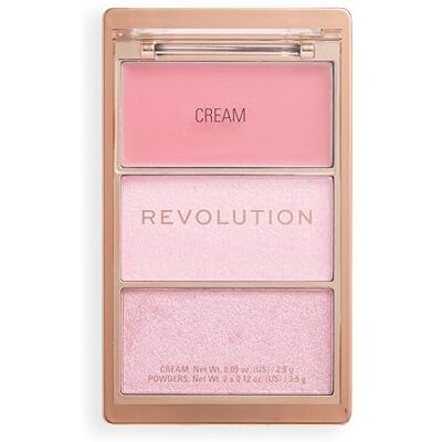 Revolution Beauty London Revolution Highlight Icon Palette, Trio van Crème, Poeder en Shimmer, Opbouwbaar Pigment om te Highlighten, Pink Posse, 2.8g Revolution Beauty London Revolution Highlight Icon Palette, Trio van Crème, Poeder en Shimmer, Opbouwbaar Pigment om te Highlighten, Pink Posse, 2.8g