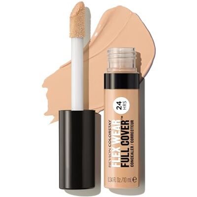REVLON ColorStay Flex Wear Full Cover, Concealer met volledige dekking, met hoge dekking, verrijkt met hyaluronzuur en vitamine E, flexibele, langdurige textuur, 025 lichtbeige, 10 ml. REVLON ColorStay Flex Wear Full Cover, Concealer met volledige dekking, met hoge dekking, verrijkt met hyaluronzuur en vitamine E, flexibele, langdurige textuur, 025 lichtbeige, 10 ml.