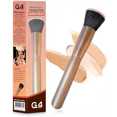 G4GADGET Liquid Foundation Brush Premium Flat Top Brush voor het mengen van vloeistof, crème, poeder vlekkeloze make-up applicatie geen afval, synthetische haren G4GADGET Liquid Foundation Brush Premium Flat Top Brush voor het mengen van vloeistof, crème, poeder vlekkeloze make-up applicatie geen afval, synthetische haren