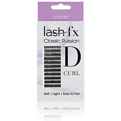 Lash FX D Curl Russisch volume, 0,07 mm, lichtgewicht valse wimpers, gemakkelijk te waaieren en volledig volume te creëren 13 mm Lash FX D Curl Russisch volume, 0,07 mm, lichtgewicht valse wimpers, gemakkelijk te waaieren en volledig volume te creëren 13 mm