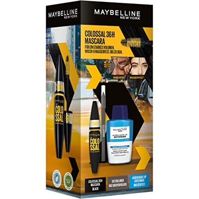 MAYBELLINE New York The Colossal Set: Colossal 36H Black Mascara, Tattoo Liner Gel Potlood Grijs Zwart, Oogmake-up Remover Waterproof, 3-delig MAYBELLINE New York The Colossal Set: Colossal 36H Black Mascara, Tattoo Liner Gel Potlood Grijs Zwart, Oogmake-up Remover Waterproof, 3-delig