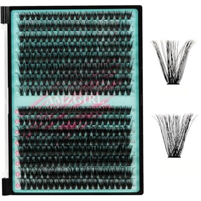 AMZGIRL LASH Individuele wimperextensies, 320 stuks, 60D, 80D clusterwimpers, D-krul, wimperextensions, Wispy, individuele wimpers voor doe-het-zelf clusterwimperverlenging thuis, voor beginners (10-16 mm) AMZGIRL LASH Individuele wimperextensies, 320 stuks, 60D, 80D clusterwimpers, D-krul, wimperextensions, Wispy, individuele wimpers voor doe-het-zelf clusterwimperverlenging thuis, voor beginners (10-16 mm)