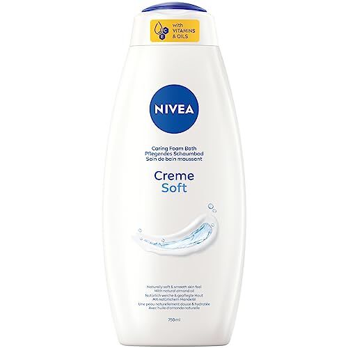 NIVEA Crème Soft verzorgend schuimbad met natuurlijke amandelolie en milde geur, formule met vitamine C & E beschermt de huid tegen uitdrogen (750 ml)