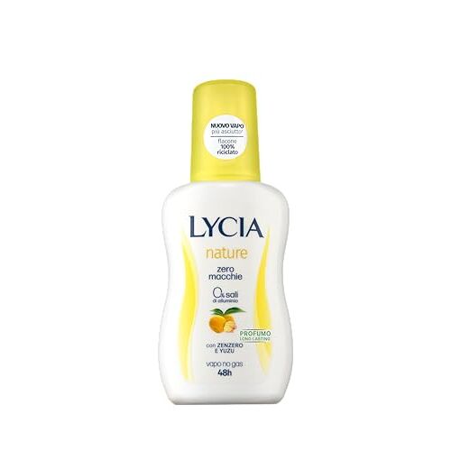 Lycia Nature Vapo Deodorant, ohne Aluminiumsalze, 48 Stunden Wirksamkeit, mit Mikroschwämmen mit Trockeneffekt, Duft von Ingwer und Yuzu, 75 ml