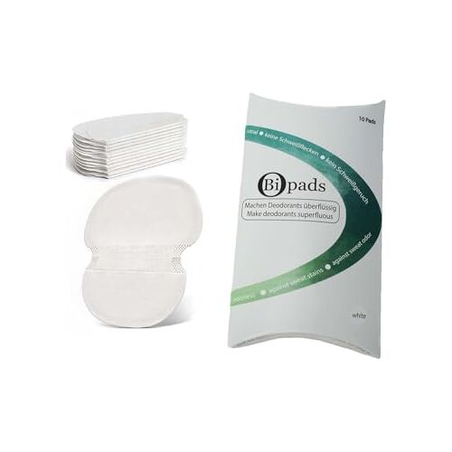 Bipads Okselpads, 10 stuks, wit, bacterieremmende werking, tegen zweetvlekken en zweetgeur, 100% biologisch