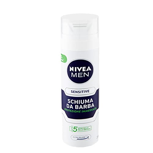 Nivea Men Sensitive scheerschuim in (6 x 200 ml), scheerschuim voor een gladde en zachte scheerbeurt, zacht scheerschuim voor heren