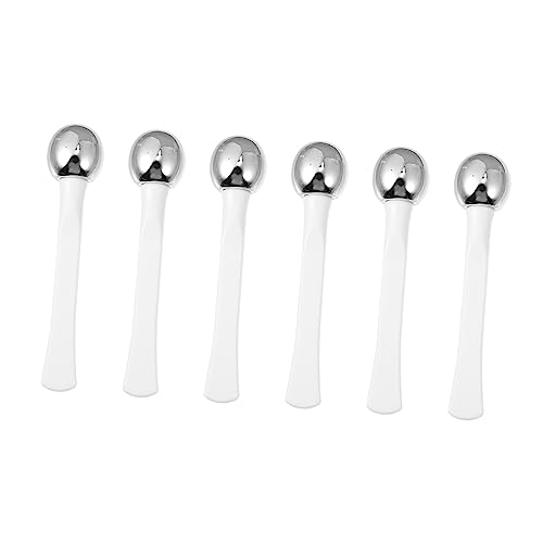 NIYANGLE 6 Stuks Oogcrème Stok Applicator Voor Oogcrème Oog Massage Staaf Oogcrème Roller Oogcrème Massage-applicator Metalen Oogcrème Applicator Oogcrème Stimulator Wit Metaal Metalen Bal