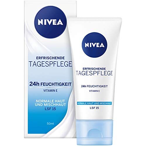 NIVEA dagcrème voor 24 uur vocht + frisse moisturizer met SPF 15, dagcrème voor normale & gemengde huid (1 x 50 ml)