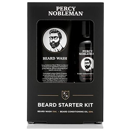 Percy Nobleman Baard Kit, Een Baardverzorgingskit met Baardolie en Wassing, Geschikt als Vuller voor de Sok, 30 ml / 75 ml