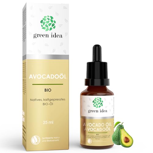 green idea Avocado-olie BIOLOGISCHE Veganistisch koudgeperst met een pipet 25 ml