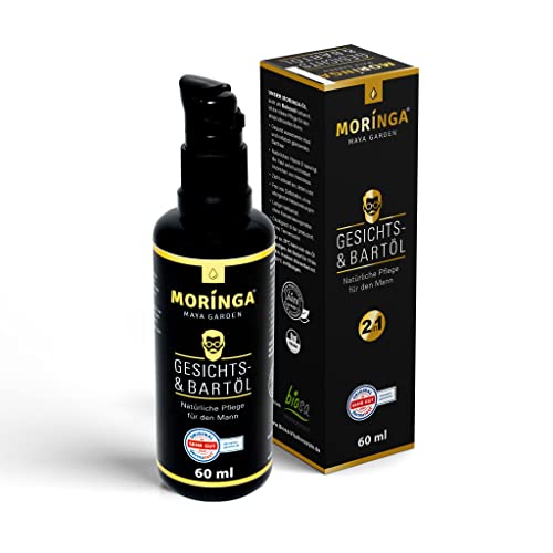 Moringa Maya Garden Moringa Gezichts- en baardolie, 60 ml, gezichtsolie voor mannen, moringa-olie voor gezichtsverzorging voor mannen, baardverzorging, herenverzorging, mannenverzorging, natuurlijke teeltcultuur van Maya