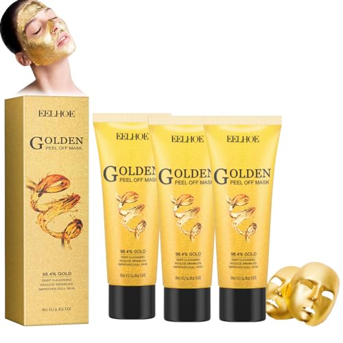 BeRFLo Afneembaar goudfolie gezichtsmasker, Beilingmei 98,4% gouden gezichtsmasker, anti-aging gouden gezichtsmasker, gouden gezichtsmasker (3pcs)