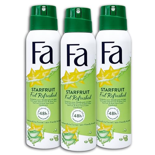 TopDeal Fa Starfruit Feel Refreshed Deodorant Deodorant Deodorantspray, 3 x 150 ml