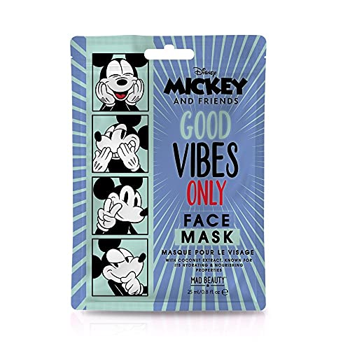 MAD Beauty Mickey & Friends Mickey Mouse Mickey Mouse Gezichtsmasker, vochtinbrengend en rustgevend doekmasker voor een verzorgde huid en een mooie teint