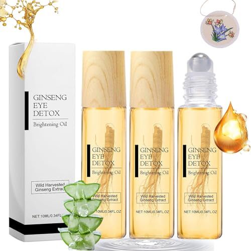 SLPB PerlaPanda Ginseng Eye Brightening Oil, Ginseng Eye Roller, Ginseng Essense Eye Oil Ginseng Eye Oil Roller, Ginseng Under Eye Oil Ginseng Anti-Aging Eye Essential Oil