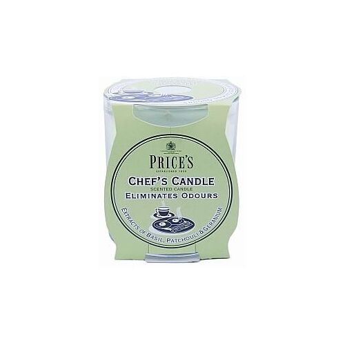 Price's Chef's Candle in glazen pot anti-geuren geuren basilicum, patchouli en geranium bloemen geurend 30 uur