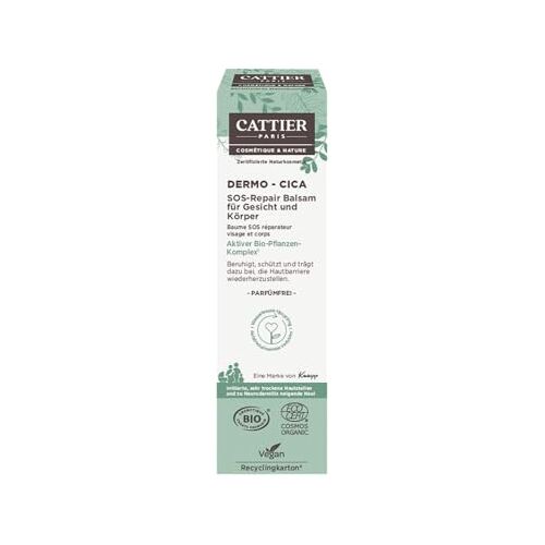 Cattier PARIS Dermo Cica SOS-Repair Balsem voor gezicht en lichaam, kalmeert, beschermt en herstelt droge tot zeer droge, belaste en tot neurodermitis neigende huid, 40 ml