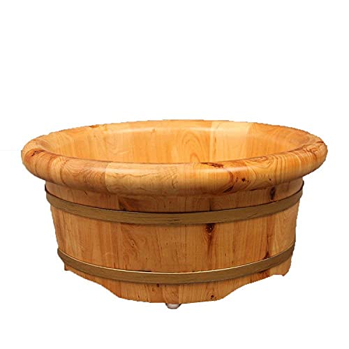 ZITTRO Natuurlijke houten voetbademmer, Pedicurebassin Voetenbad Cipreswastafel Klein bassin Massief hout Wassen Ondiepe mondbassin Premium bad Ronde rand Cadeau Houten voetbassin Verjaardag elegant