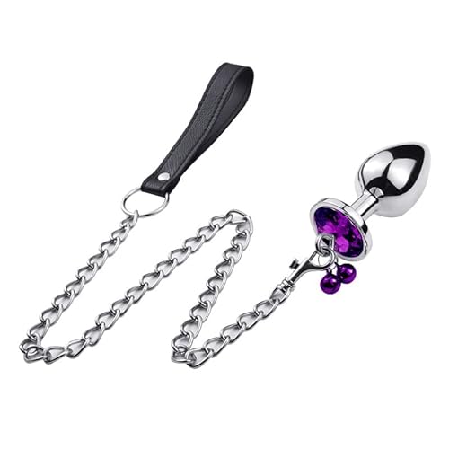 CIONIC Anaal Plug Tractieketting Bel Anale plug Metalen anale kralen Crystal Anus Erotische kralen Buttplug Sex Toys Gay Bdsm (Purple-C)