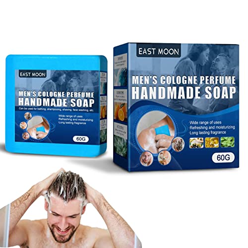 leryveo 2 Pcs Keulen handgemaakte zeep voor heren Natural Excellent Deodorant Bar Soap voor mannen Vet mannelijke geur Pure etherische olie Natuurlijke zepen, Keulen Zeep Keulen Zeep voor mannen