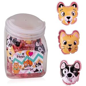 accentra Mini-Duschgel "Best Friends" Fuchs, Katze und Hund, 24 Stück Duschgel a 50ml im Bonbonglas, ideal als Tombola Preis, Gastgeschenke zum Kindergeburtstag oder Hochzeit, Großpackung accentra Mini-Duschgel "Best Friends" Fuchs, Katze und Hund, 24 Stück Duschgel a 50ml im Bonbonglas, ideal als Tombola Preis, Gastgeschenke zum Kindergeburtstag oder Hochzeit, Großpackung
