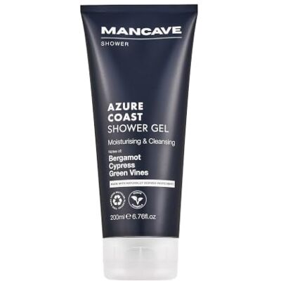 ManCave Azure Coast Douchegel Heren 200ml, Lichaamswas, Natuurlijke Ingrediënten, Vegan, Cruelty-Free, Kustdouchegel met Bergamot, Cipres en Groene Wingerd voor Heren ManCave Azure Coast Douchegel Heren 200ml, Lichaamswas, Natuurlijke Ingrediënten, Vegan, Cruelty-Free, Kustdouchegel met Bergamot, Cipres en Groene Wingerd voor Heren