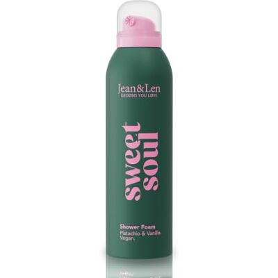 Jean & Len Shower Foam Sweet Soul, fluweelzacht doucheschuim met pistache- en vanille-extract, voor een merkbaar zacht huidgevoel, ook geschikt voor het scheren van het lichaam, veganistisch, 200 ml Jean & Len Shower Foam Sweet Soul, fluweelzacht doucheschuim met pistache- en vanille-extract, voor een merkbaar zacht huidgevoel, ook geschikt voor het scheren van het lichaam, veganistisch, 200 ml
