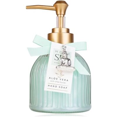 accentra Home Spa Zeepdispenser met handzeep in decoratieve pompdispenser van glas, vloeibare zeep, 200 ml, geur: aloë vera, cadeau-idee voor vrouwen, mama en vriendin, navulbaar accentra Home Spa Zeepdispenser met handzeep in decoratieve pompdispenser van glas, vloeibare zeep, 200 ml, geur: aloë vera, cadeau-idee voor vrouwen, mama en vriendin, navulbaar