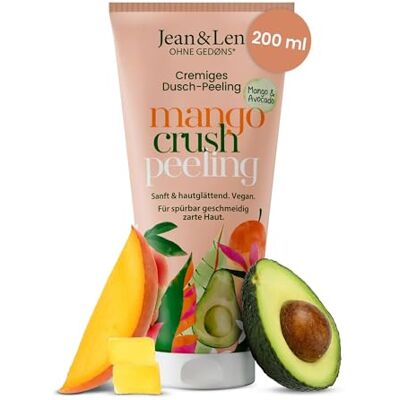 Jean & Len Douchepeeling mango & avocado, vegan, 200 ml Met natuurlijke scrubdeeltjes voor zachte reiniging, kan ingegroeide haren voorkomen, Body Scrub, zonder siliconen Jean & Len Douchepeeling mango & avocado, vegan, 200 ml Met natuurlijke scrubdeeltjes voor zachte reiniging, kan ingegroeide haren voorkomen, Body Scrub, zonder siliconen