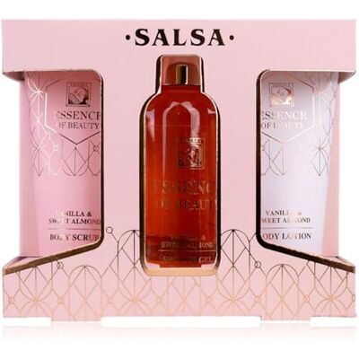 accentra Badset SALSA ESSENCE OF BEAUTY voor vrouwen, douchegel, bodylotion, scrub, vanille- en zoete amandelgeur, geschenkdoos, luxe voor vrouwen accentra Badset SALSA ESSENCE OF BEAUTY voor vrouwen, douchegel, bodylotion, scrub, vanille- en zoete amandelgeur, geschenkdoos, luxe voor vrouwen