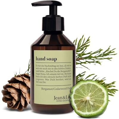 Jean & Len Handzeep Bergamot & Cedarwood, vegan, 250 ml Reinigt belaste handen, vloeibare zeep in pompdispenser, voor dagelijks gebruik, verfrissend-citrusachtige geur Jean & Len Handzeep Bergamot & Cedarwood, vegan, 250 ml Reinigt belaste handen, vloeibare zeep in pompdispenser, voor dagelijks gebruik, verfrissend-citrusachtige geur