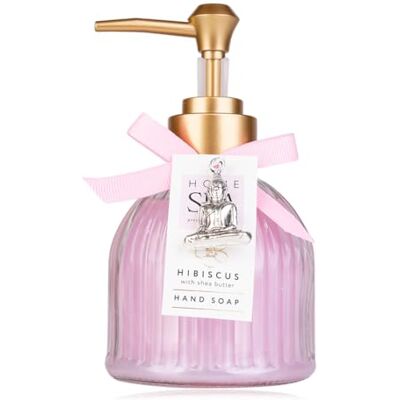 accentra Home Spa Zeepdispenser met handzeep in decoratieve pompdispenser van glas, vloeibare zeep, 200 ml, geur: hibiscus, cadeau-idee voor vrouwen, mama en vriendin, navulbaar accentra Home Spa Zeepdispenser met handzeep in decoratieve pompdispenser van glas, vloeibare zeep, 200 ml, geur: hibiscus, cadeau-idee voor vrouwen, mama en vriendin, navulbaar
