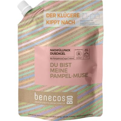 benecos BIO Navulzak, douchegel pompelmoes, Jij bent mijn pompelmus, veganistisch, gerecycled plastic benecos BIO Navulzak, douchegel pompelmoes, Jij bent mijn pompelmus, veganistisch, gerecycled plastic