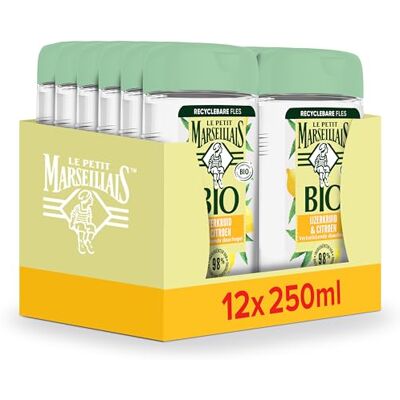 Le Petit Marseillais verkwikkende douchegel met bio ijzerkruid en citroen, voedende eigenschappen en pH-neutraal voor de huid, 12x250 ml Le Petit Marseillais verkwikkende douchegel met bio ijzerkruid en citroen, voedende eigenschappen en pH-neutraal voor de huid, 12x250 ml